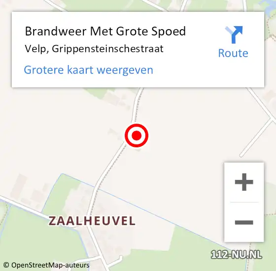 Locatie op kaart van de 112 melding: Brandweer Met Grote Spoed Naar Velp, Grippensteinschestraat op 23 november 2023 14:32