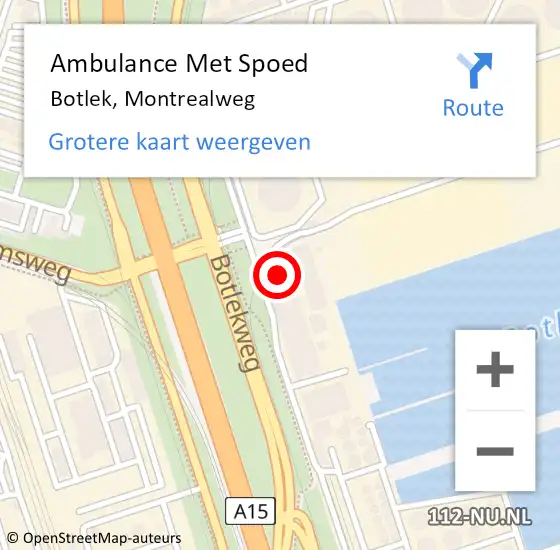Locatie op kaart van de 112 melding: Ambulance Met Spoed Naar Botlek, Montrealweg op 23 november 2023 14:47