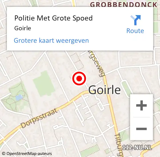 Locatie op kaart van de 112 melding: Politie Met Grote Spoed Naar Goirle op 23 november 2023 14:49