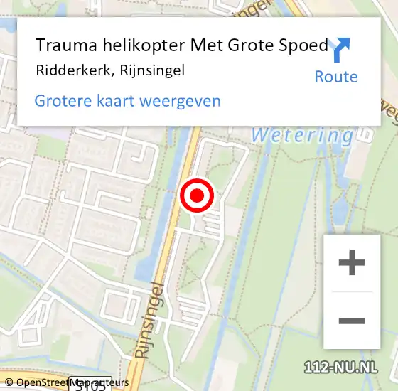 Locatie op kaart van de 112 melding: Trauma helikopter Met Grote Spoed Naar Ridderkerk, Rijnsingel op 23 november 2023 15:42