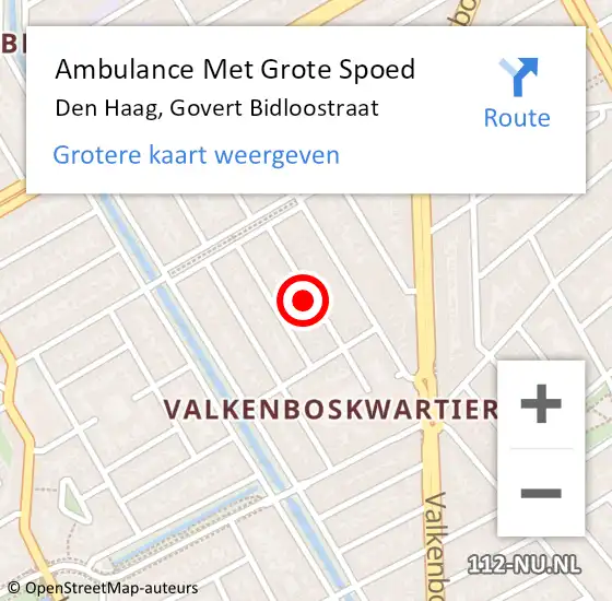 Locatie op kaart van de 112 melding: Ambulance Met Grote Spoed Naar Den Haag, Govert Bidloostraat op 23 november 2023 15:52