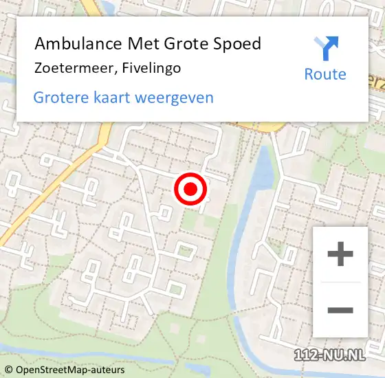 Locatie op kaart van de 112 melding: Ambulance Met Grote Spoed Naar Zoetermeer, Fivelingo op 23 november 2023 15:55