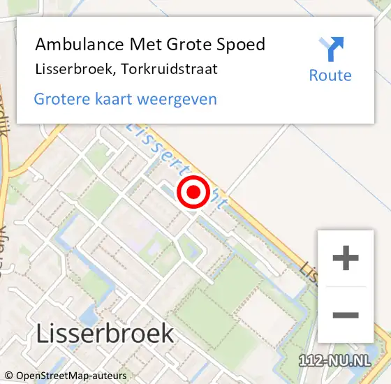 Locatie op kaart van de 112 melding: Ambulance Met Grote Spoed Naar Lisserbroek, Torkruidstraat op 23 november 2023 16:50