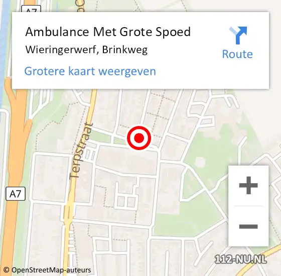 Locatie op kaart van de 112 melding: Ambulance Met Grote Spoed Naar Wieringerwerf, Brinkweg op 23 november 2023 16:59
