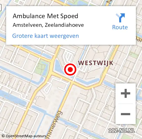 Locatie op kaart van de 112 melding: Ambulance Met Spoed Naar Amstelveen, Zeelandiahoeve op 23 november 2023 17:12