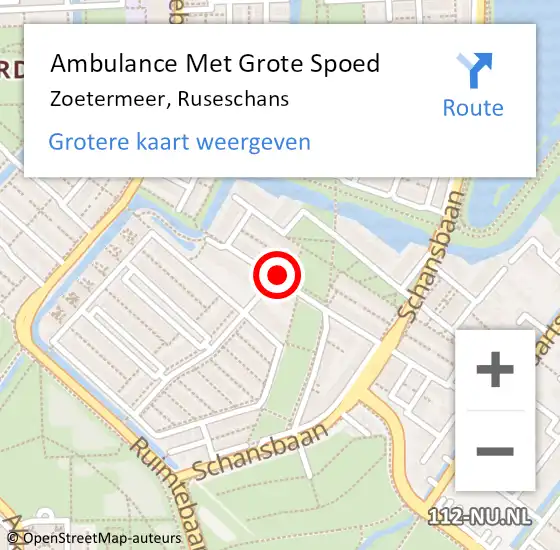 Locatie op kaart van de 112 melding: Ambulance Met Grote Spoed Naar Zoetermeer, Ruseschans op 23 november 2023 17:38