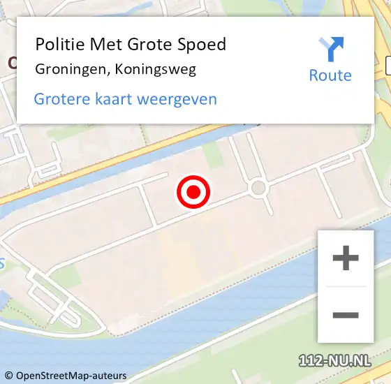 Locatie op kaart van de 112 melding: Politie Met Grote Spoed Naar Groningen, Koningsweg op 23 november 2023 17:55