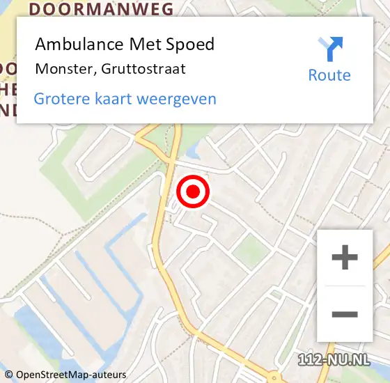 Locatie op kaart van de 112 melding: Ambulance Met Spoed Naar Monster, Gruttostraat op 16 september 2014 11:27