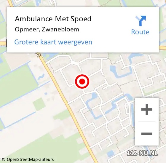 Locatie op kaart van de 112 melding: Ambulance Met Spoed Naar Opmeer, Zwanebloem op 23 november 2023 18:37