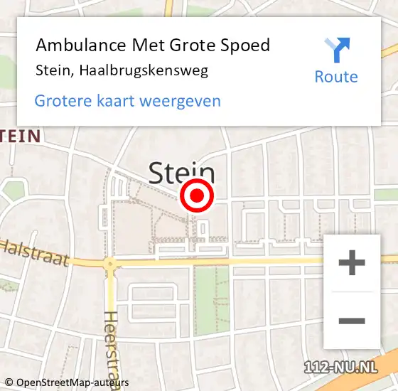 Locatie op kaart van de 112 melding: Ambulance Met Grote Spoed Naar Stein, Haalbrugskensweg op 16 september 2014 11:30