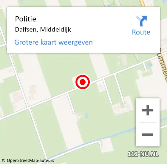 Locatie op kaart van de 112 melding: Politie Dalfsen, Middeldijk op 23 november 2023 19:03