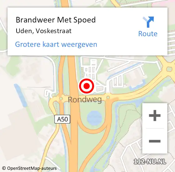 Locatie op kaart van de 112 melding: Brandweer Met Spoed Naar Uden, Voskestraat op 23 november 2023 19:05