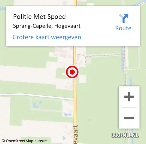 Locatie op kaart van de 112 melding: Politie Met Spoed Naar Sprang-Capelle, Hogevaart op 23 november 2023 19:12