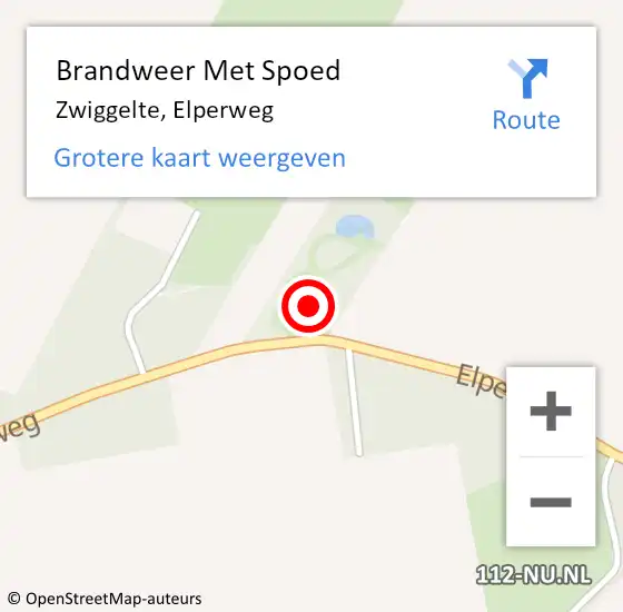 Locatie op kaart van de 112 melding: Brandweer Met Spoed Naar Zwiggelte, Elperweg op 23 november 2023 19:14