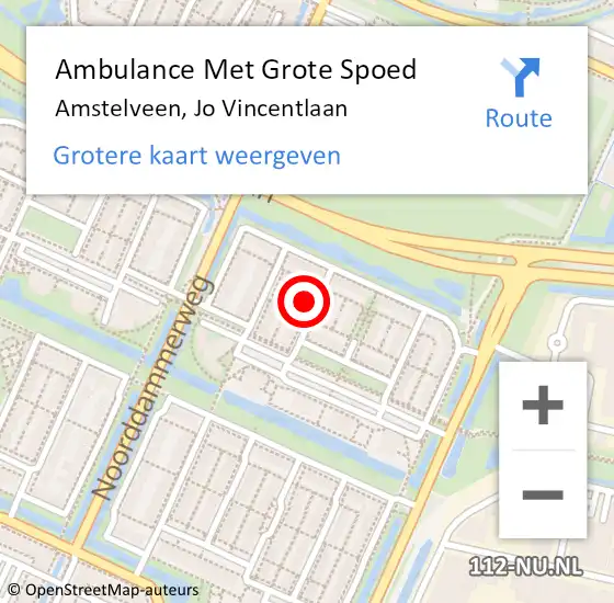 Locatie op kaart van de 112 melding: Ambulance Met Grote Spoed Naar Amstelveen, Jo Vincentlaan op 23 november 2023 19:22