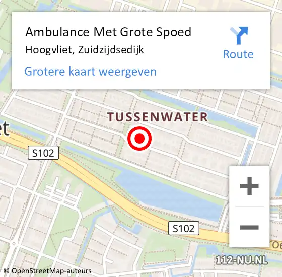 Locatie op kaart van de 112 melding: Ambulance Met Grote Spoed Naar Hoogvliet, Zuidzijdsedijk op 23 november 2023 19:24