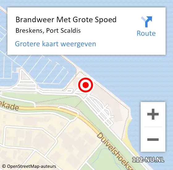 Locatie op kaart van de 112 melding: Brandweer Met Grote Spoed Naar Breskens, Port Scaldis op 23 november 2023 19:35