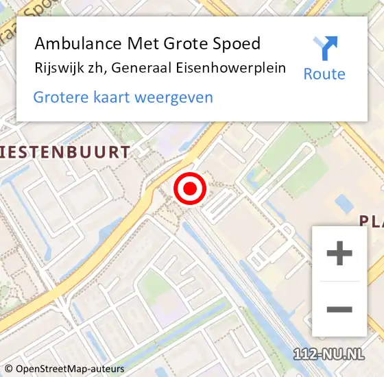 Locatie op kaart van de 112 melding: Ambulance Met Grote Spoed Naar Rijswijk zh, Generaal Eisenhowerplein op 16 september 2014 11:33