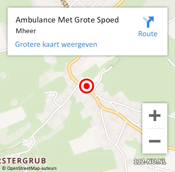 Locatie op kaart van de 112 melding: Ambulance Met Grote Spoed Naar Mheer op 16 september 2014 11:33