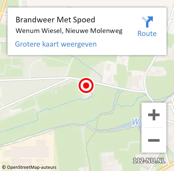 Locatie op kaart van de 112 melding: Brandweer Met Spoed Naar Wenum Wiesel, Nieuwe Molenweg op 23 november 2023 20:24