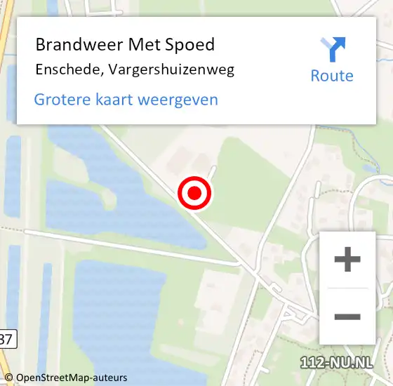 Locatie op kaart van de 112 melding: Brandweer Met Spoed Naar Enschede, Vargershuizenweg op 23 november 2023 20:39