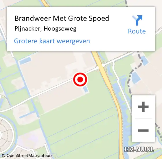 Locatie op kaart van de 112 melding: Brandweer Met Grote Spoed Naar Pijnacker, Hoogseweg op 23 november 2023 20:41