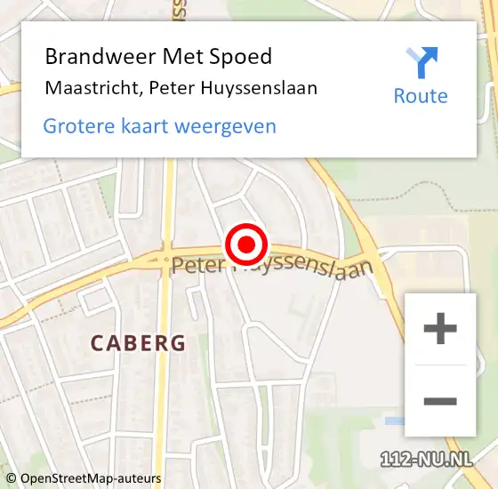 Locatie op kaart van de 112 melding: Brandweer Met Spoed Naar Maastricht, Peter Huyssenslaan op 23 november 2023 21:07