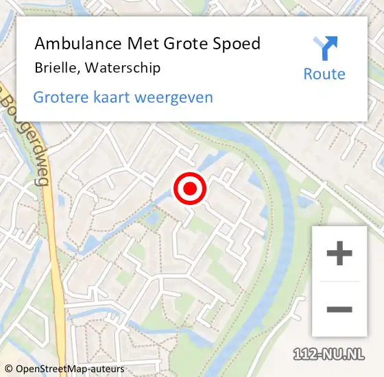 Locatie op kaart van de 112 melding: Ambulance Met Grote Spoed Naar Brielle, Waterschip op 23 november 2023 21:25