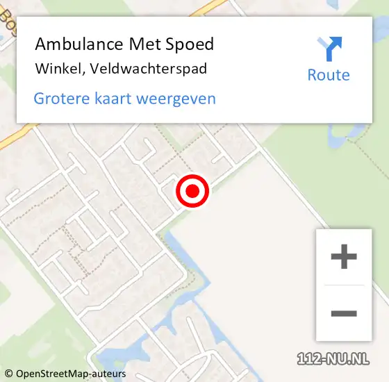 Locatie op kaart van de 112 melding: Ambulance Met Spoed Naar Winkel, Veldwachterspad op 23 november 2023 21:49