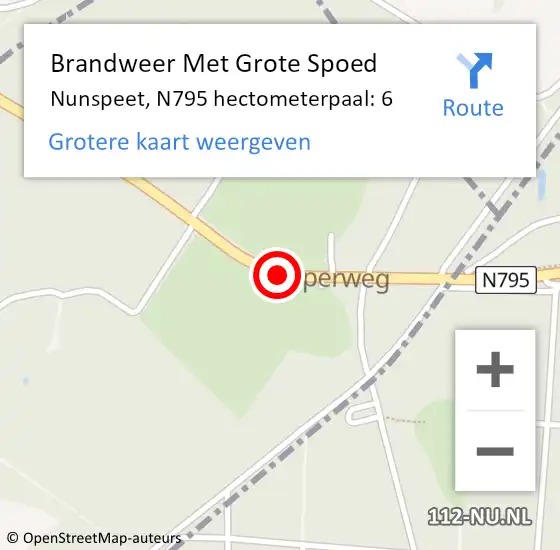 Locatie op kaart van de 112 melding: Brandweer Met Grote Spoed Naar Nunspeet, N795 hectometerpaal: 6 op 23 november 2023 21:51