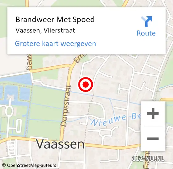 Locatie op kaart van de 112 melding: Brandweer Met Spoed Naar Vaassen, Vlierstraat op 23 november 2023 22:04