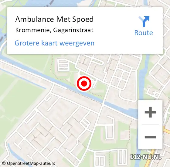 Locatie op kaart van de 112 melding: Ambulance Met Spoed Naar Krommenie, Gagarinstraat op 23 november 2023 22:09