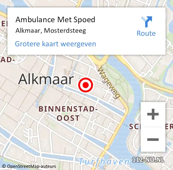 Locatie op kaart van de 112 melding: Ambulance Met Spoed Naar Alkmaar, Mosterdsteeg op 23 november 2023 22:19