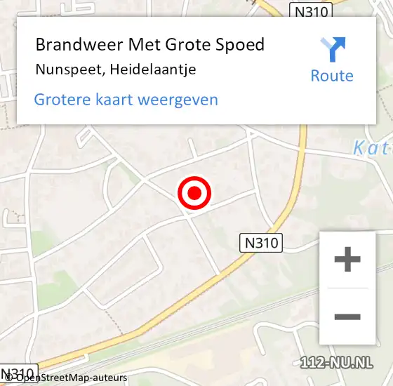 Locatie op kaart van de 112 melding: Brandweer Met Grote Spoed Naar Nunspeet, Heidelaantje op 23 november 2023 22:33