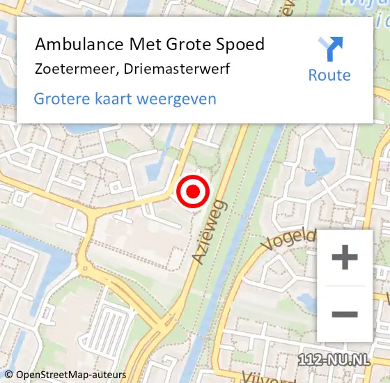 Locatie op kaart van de 112 melding: Ambulance Met Grote Spoed Naar Zoetermeer, Driemasterwerf op 23 november 2023 23:22