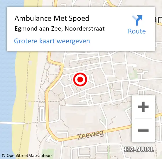 Locatie op kaart van de 112 melding: Ambulance Met Spoed Naar Egmond aan Zee, Noorderstraat op 23 november 2023 23:30
