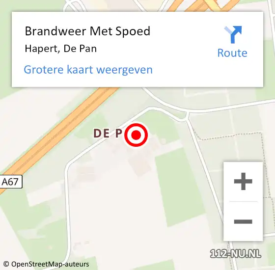 Locatie op kaart van de 112 melding: Brandweer Met Spoed Naar Hapert, De Pan op 24 november 2023 00:09