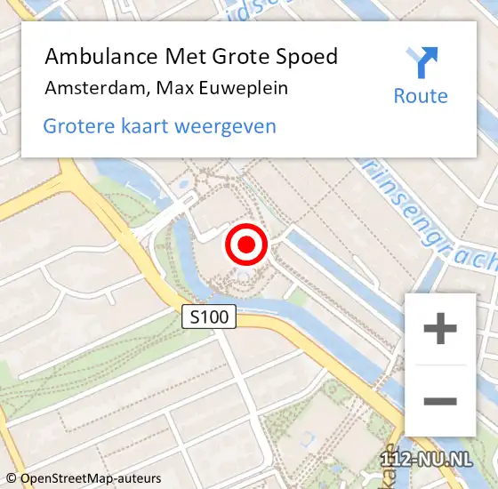 Locatie op kaart van de 112 melding: Ambulance Met Grote Spoed Naar Amsterdam, Max Euweplein op 24 november 2023 00:27