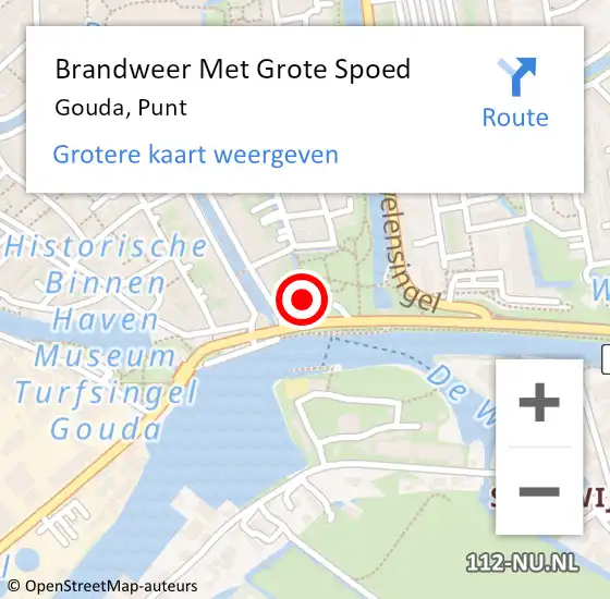 Locatie op kaart van de 112 melding: Brandweer Met Grote Spoed Naar Gouda, Punt op 24 november 2023 00:37