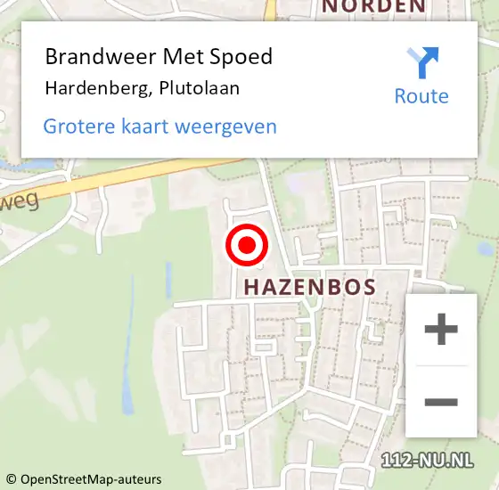 Locatie op kaart van de 112 melding: Brandweer Met Spoed Naar Hardenberg, Plutolaan op 24 november 2023 00:50