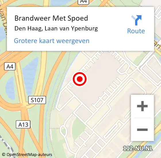 Locatie op kaart van de 112 melding: Brandweer Met Spoed Naar Den Haag, Laan van Ypenburg op 24 november 2023 01:21