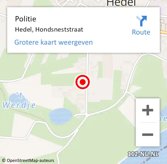 Locatie op kaart van de 112 melding: Politie Hedel, Hondsneststraat op 24 november 2023 01:24