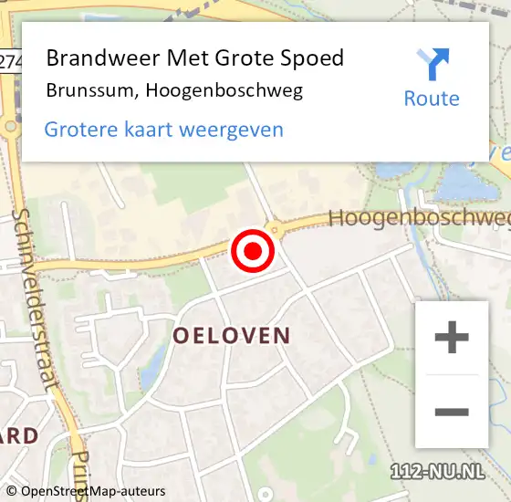 Locatie op kaart van de 112 melding: Brandweer Met Grote Spoed Naar Brunssum, Hoogenboschweg op 24 november 2023 02:05