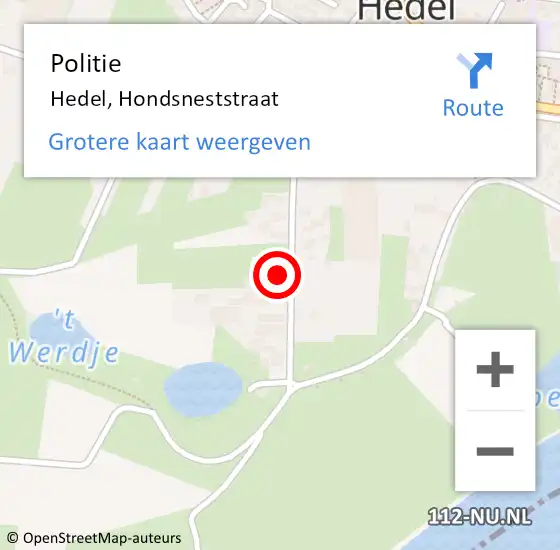 Locatie op kaart van de 112 melding: Politie Hedel, Hondsneststraat op 24 november 2023 02:05