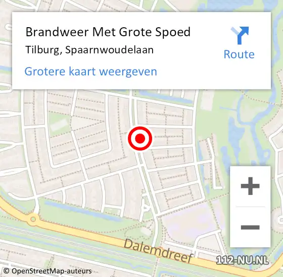 Locatie op kaart van de 112 melding: Brandweer Met Grote Spoed Naar Tilburg, Spaarnwoudelaan op 24 november 2023 02:58