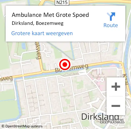 Locatie op kaart van de 112 melding: Ambulance Met Grote Spoed Naar Dirksland, Boezemweg op 24 november 2023 03:48