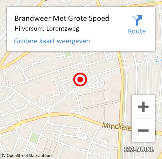 Locatie op kaart van de 112 melding: Brandweer Met Grote Spoed Naar Hilversum, Lorentzweg op 24 november 2023 04:45