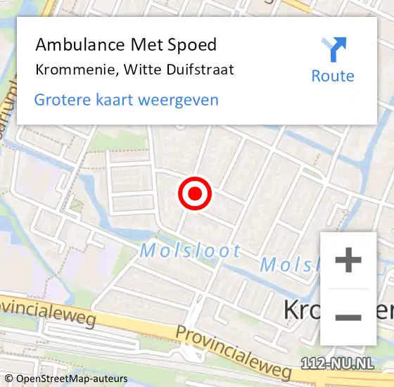 Locatie op kaart van de 112 melding: Ambulance Met Spoed Naar Krommenie, Witte Duifstraat op 24 november 2023 07:10