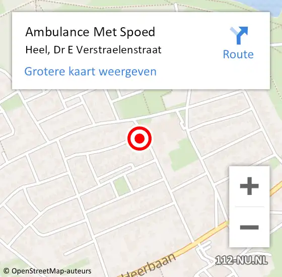 Locatie op kaart van de 112 melding: Ambulance Met Spoed Naar Heel, Dr E Verstraelenstraat op 16 september 2014 12:00