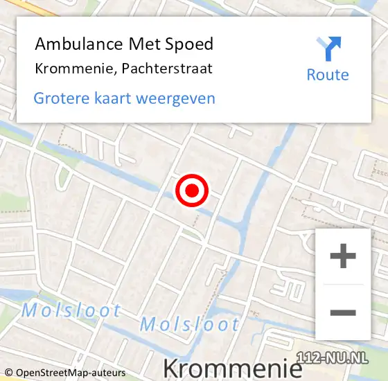 Locatie op kaart van de 112 melding: Ambulance Met Spoed Naar Krommenie, Pachterstraat op 24 november 2023 08:41